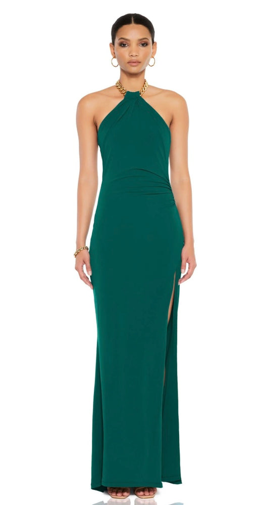 CAPTIVATE HALTER GOWN GREEN